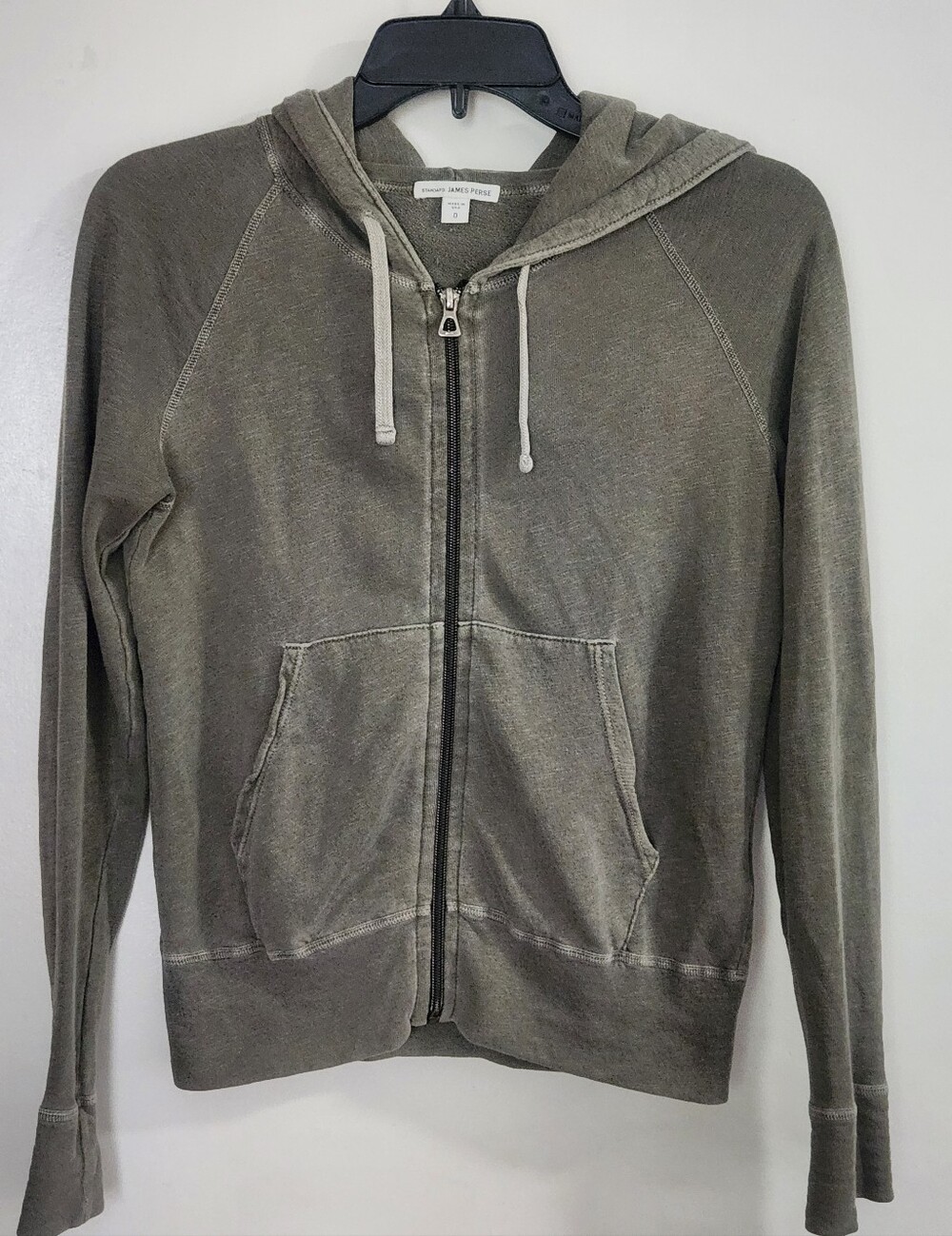 James Perse Hoodie Womens Size 0=XS Gray Full Zip Quiet Luxury